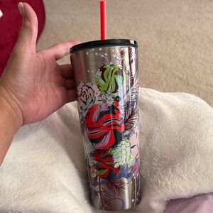 Starbucks Festive Tumbler with Red and Green Design